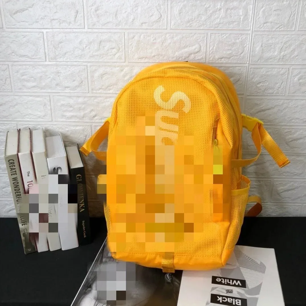 Supreme Box Logo Yellow Mesh Backpack